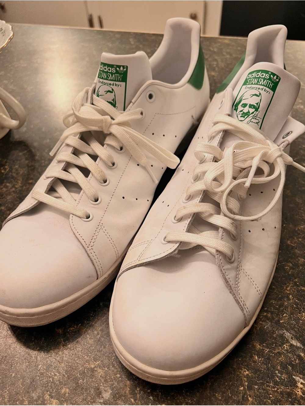 Adidas Stan Smith White Sneakers with Green Heel Tab